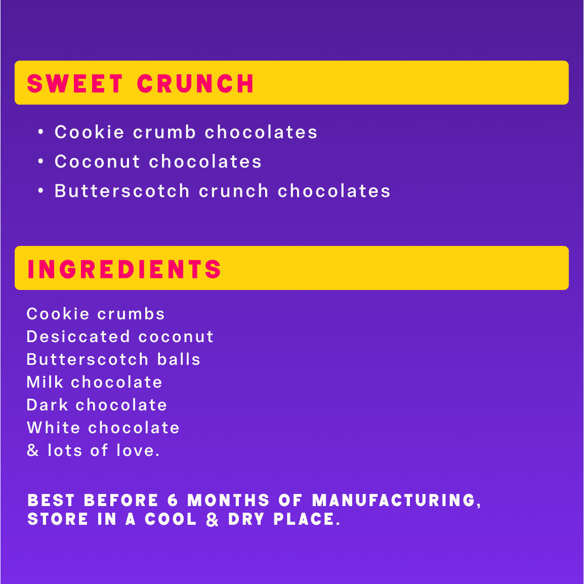 Handmade chocolates- Sweet crunch